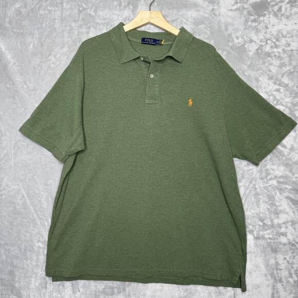 Polo Ralph Lauren Polo Shirt Mens 2XB Green Heather Embroidered Pony Big Tall - Picture 1 of 8